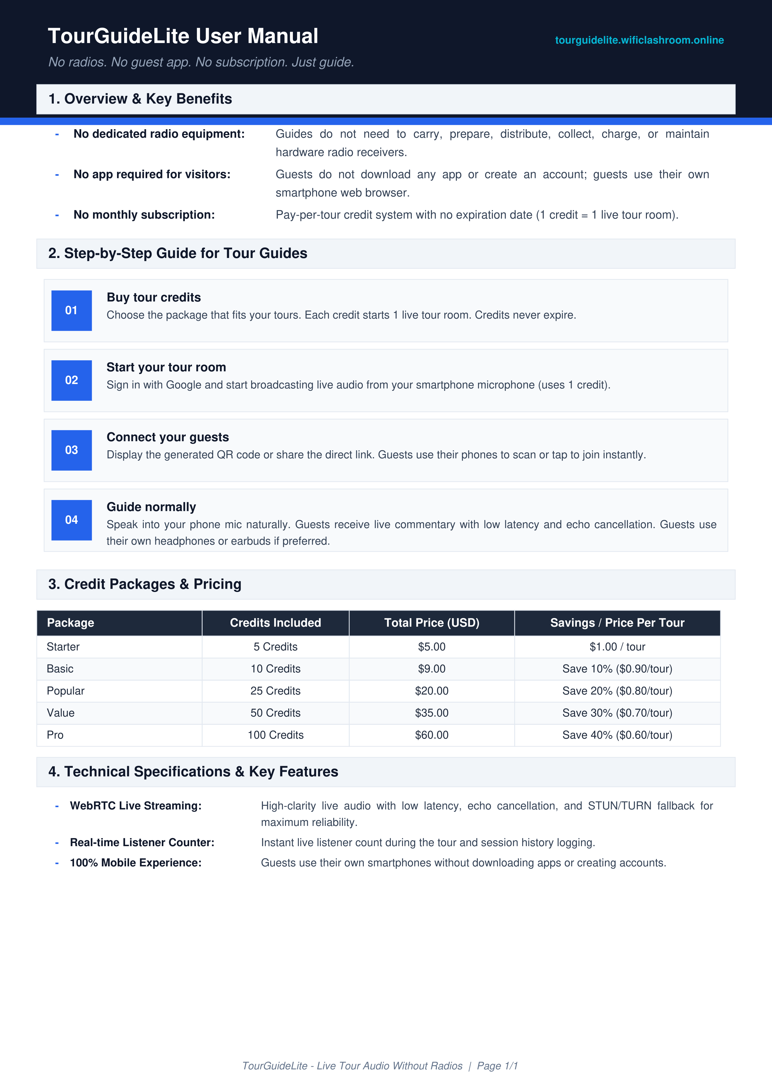 TourGuideLite User Manual preview